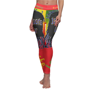 Jah Roots Wear - Women's Cut & Sew Casual Leggings (Red)