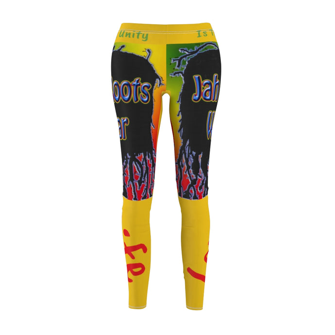 Jah Roots Wear - Women's Cut & Sew Casual Leggings (Yellow)